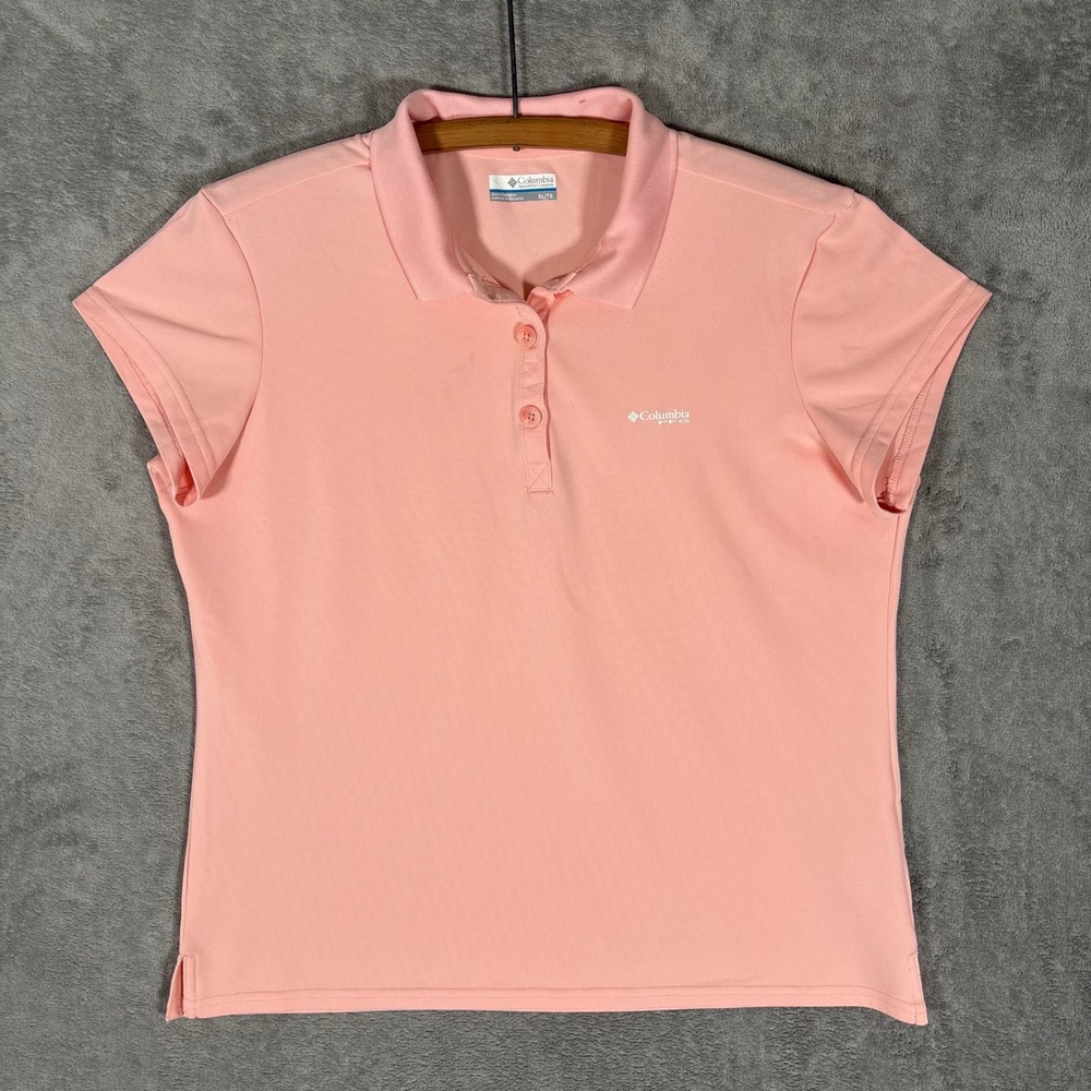 Columbia PFG Womens XL Pink Short Sleeve Polo Shirt Fishing Golf Top Hiking
